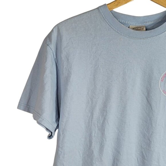 Simply Southern T Shirt Blue Large Short Sleeve Oopsy Daisy Highland Cow Flower - Picture 4 of 7